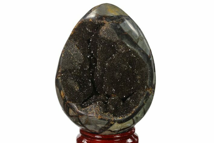 Septarian Dragon Egg Geode - Black Crystals #137944